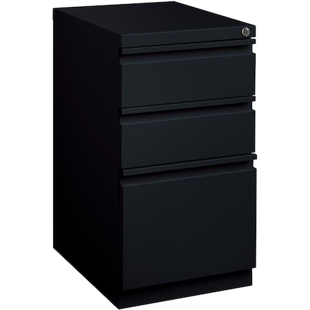 Lorell Mobile 3-Drawer File Cabinet with Full-Width Pull, 15" x 20" x 27.8", Black LLR49521